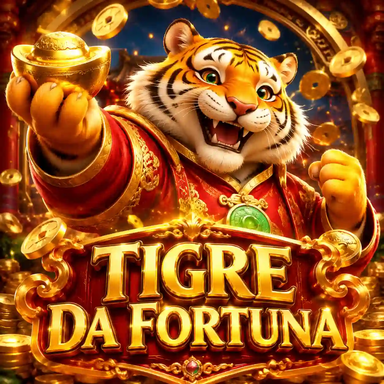 Tela do jogo Fortune Tiger com símbolo de tigre dourado