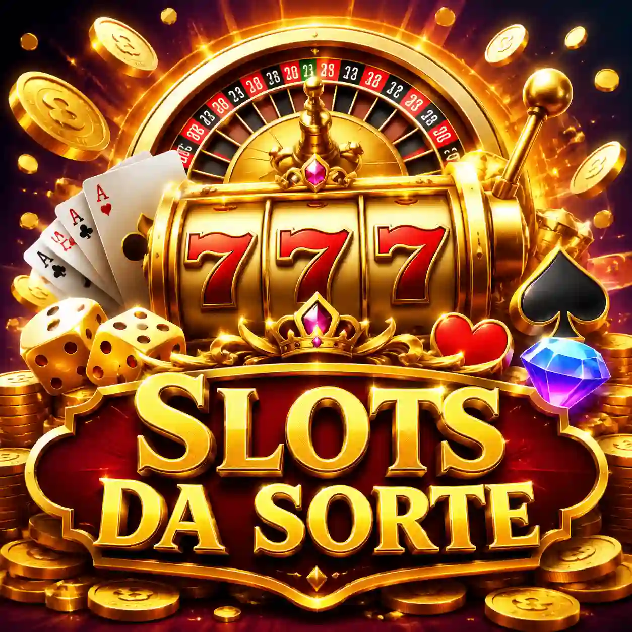 Coleção de símbolos de slots coloridos em fundo escuro